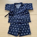 くじら柄Wガーゼの甚平  80cm