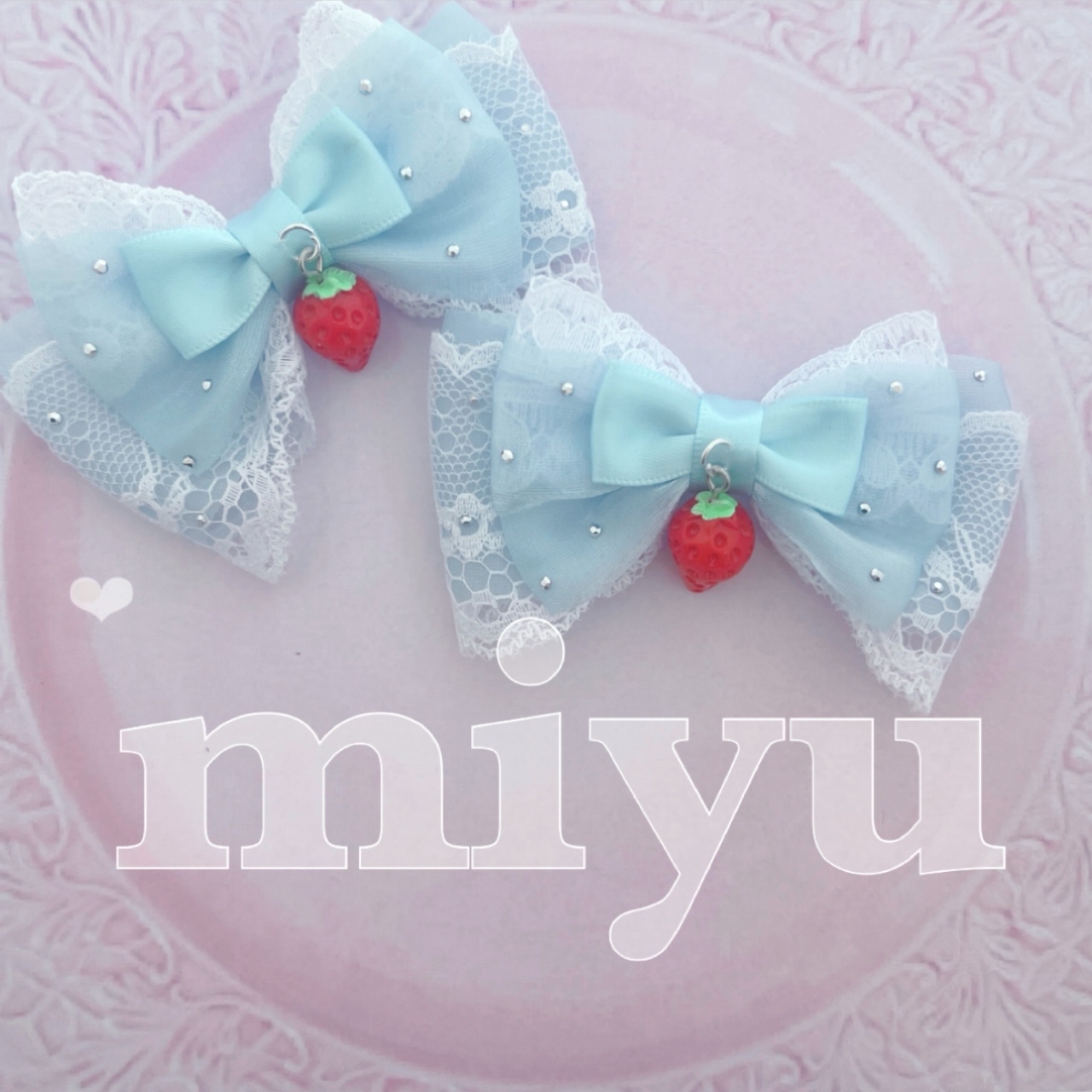 チョーカー （ レース リボン パール ハート ） ロリィタ ゆめかわいい