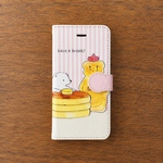 シロクマとホットケーキの手帳型スマホケース（ストライプ）