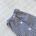犬服 Sフレンチスリーブ スモックチュニック ギンガム ネイビー バックオープン(背中開き)✨送料無料✨