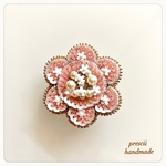 Pink Flower Brooch   ビーズ刺繍ブローチ