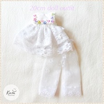 20cmドールのための パンツセットアップ Pure white lace