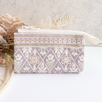 インド刺繍　リングファスナーのじゃばらお薬ポーチ｜カードも入る4ポケット収納｜お薬手帳・常備薬・マイナンバーカード収納に◎