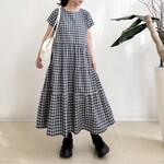 hokun様専用ページです。半袖大人ティア―ドワンピース　* Cotton 素材 ブラックウォッチ柄 *　