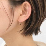 【silver925】ショートレクタングル　シンプルフープピアス　
