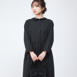 入学式、卒業式にも❣シワにならないフラットカラーワンピース（ポリエステル／全３色）