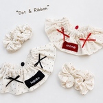 Dot and Ribbon Bib｜ぷちドットフリルスタイ｜名入れ刺繍対応
