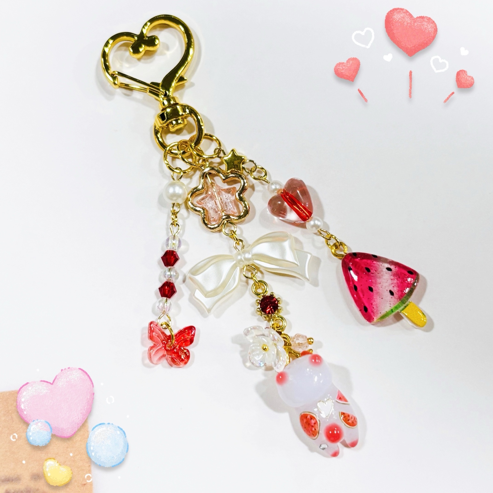 ♡大きめサイズ♡レジン紫陽花うさぎさんキーホルダー🐰 - ♡Na-chan