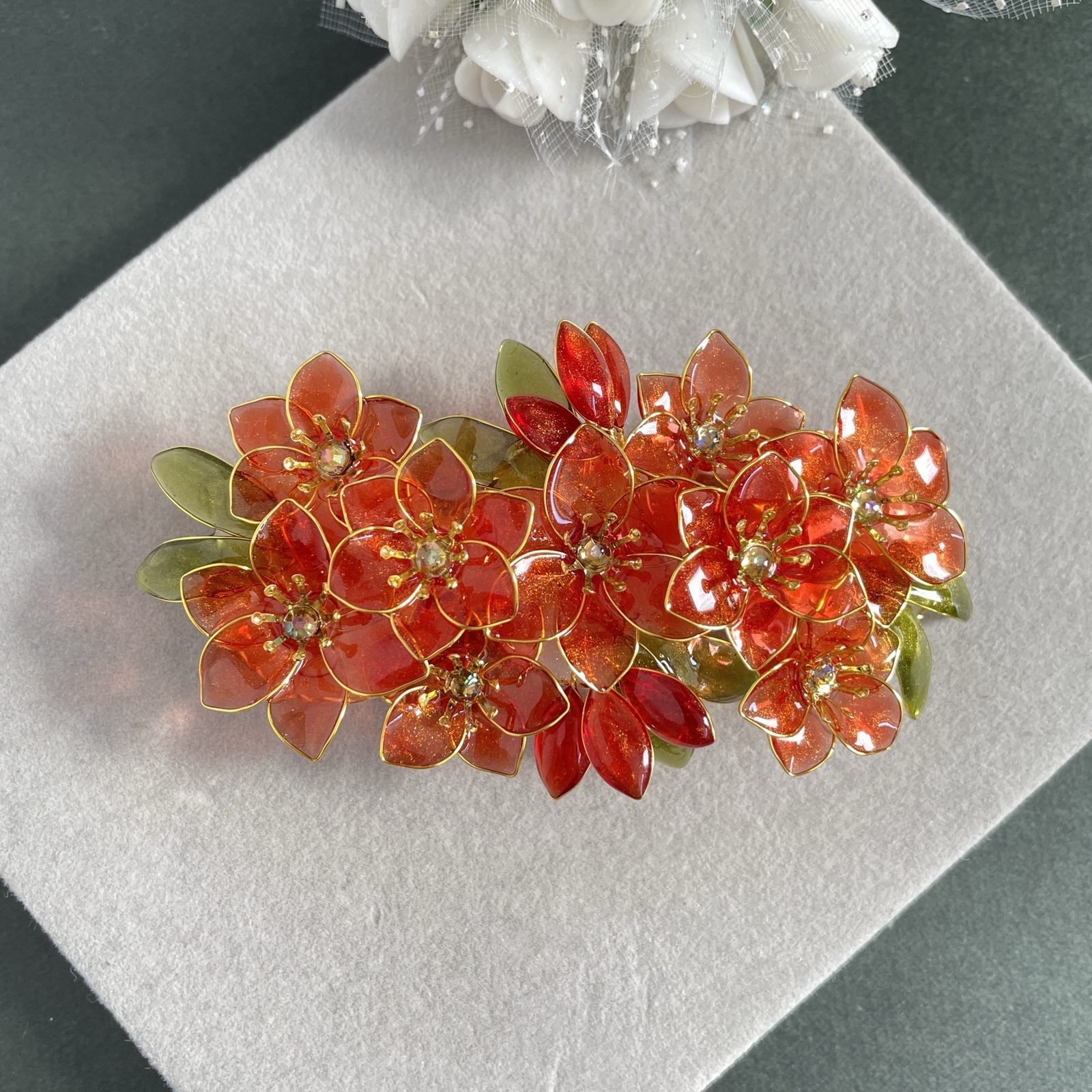 sold out〉大きめバレッタ「桃の花」 - hanasizuku | minne byGMO