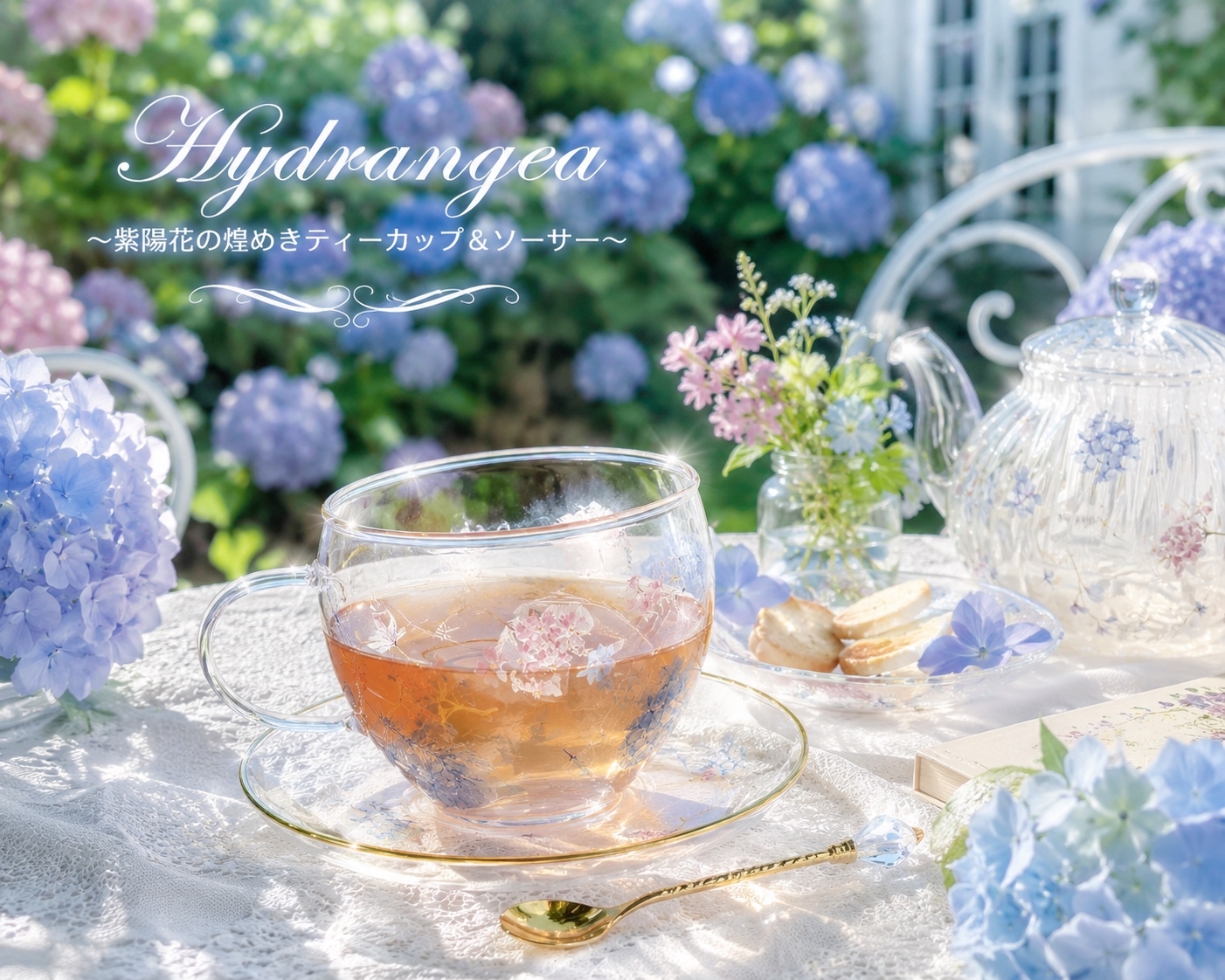 特集掲載作品】Hydrangea 〜紫陽花の煌めきティーセット