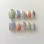 シアーくすみカラーのちゅるん夏ネイル　nail  ニュアンスネイル　夏ネイル　送料込み