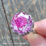 G- 大きなフクシア×クリアグラデーションのローズカットジルコニアリング（指輪のサイズはご自身で調整可能です）