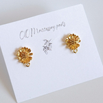 302)［ピアスポスト］デザインポスト(12×10mm・1ペア) / ゴールド / フラワー・花 / ピアス金具 / アクセサリーパーツ