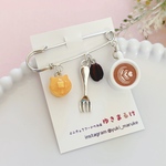 猫パン2段パンケーキカフェset  3連ブローチ