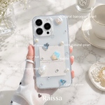 R195 オパライト×天然パール                         天然パール　　スマホケース　クリアケース　iPhone case   ハンドメイドケース　名入れ