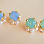 【再販】オパールブルーのピアス