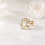 ロータスジュエリー×オパール ボディピアス ゴールド 高級感 シンセティックオパール 14G 16G 18G 軟骨ピアス 片耳