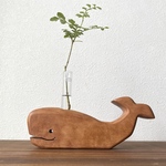 クジラの一輪挿し　木製　オブジェ