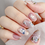 押し花×紫陽花　ネイルチップ　押し花　花嫁ネイル　ブライダル　デート　普段使い　フラワー　お花　春　夏　　母の日　結婚式　梅雨　雨　うるうる　紫陽花　アジサイ　6月　7月　8月