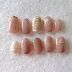 natural * orange brown nail ネイルチップ 押し花ネイル ブライダルネイル 結婚式ネイル 成人式ネイル 前撮りネイル  