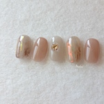 aurora×brown beige nail * ニュアンス ネイルチップ ウェディングネイル 透け感ネイル オーロラネイル