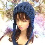 春夏 バケットハット ニット帽  ボンネットボタン付き デニム色　#minne_new