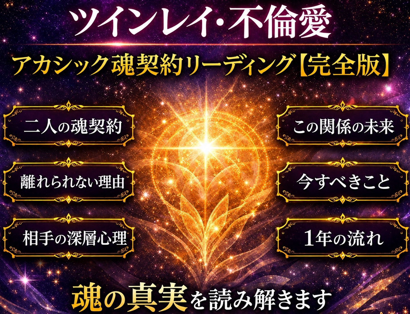 ツインレイ・不倫愛　鑑定　占い アカシック魂契約リーディング【完全版】 8,333円