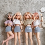 22cmドール服 ミニ丈ロゴTシャツ 1枚 リアクロに
