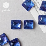 【4pcs】スクエア 水面 樹脂カボション アクリル 宇宙 ブルー