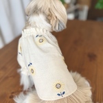 《犬服》　ひまわり刺繍のナチュラルチュニック