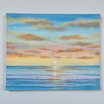はじまりの朝＊絵画　原画　風景画　海　空　夏　綺麗な景色　ハワイ　沖縄　人気