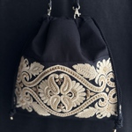 インド刺繍リボンのショルダーバッグ 【A柄】  drawstring shoulder bag