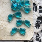 【4粒】29×14mm/クリアブルー/ゴールドライン/リボンビーズ
