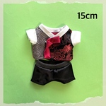 15cmぬいぐるみ用　韓服セット☆ グレー×赤(黒パンツ)kpopdoll 韓国