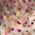 ＊＊刺繍生地　オーガンジー　花柄さらさら