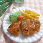 チキンの照り焼き☆プレート　樹脂粘土　ミニチュアフード
