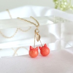 さくらんぼ猫🍒ネックレス ねこ 赤 フルーツ 夏