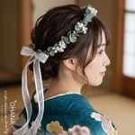 ＊花冠、花かんむり＊❤︎オーダー受付❤︎ かすみ草+ユーカリ「シンプルな花かんむり」