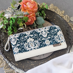 🎀インド刺繍生地 L字ファスナー 長財布 [Green]