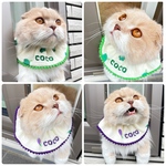 名入れ可【野菜スタイ】ペットスタイ　猫犬スタイ　ダブルガーゼ　韓国風　ブロッコリー　ナス　ガーゼ生地　ぽんぽんリボン　名入り　刺繍スタイ　ふんわりスタイ　軽量スタイ　ケアスタイ　ねこスタイ　犬　猫