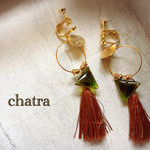 再販2♡新作♡カーキべっ甲♡ブラウンタッセルのゆらりとしたイヤリング