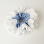 cotton lace / pale blue check
