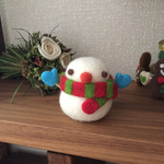 クリスマス  水色手袋の雪だるまさん