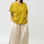 夏を涼やかに過ごす ◆ 汗染み軽減カットソー ◆ マスタード Tシャツ【即納】