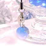 【訳あり！】透き通る蒼花(ネモフィラ)林檎　ストラップ
