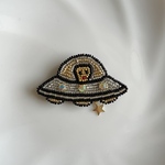 UFO&宇宙人　ブローチ　ビーズ刺繍　コズミック