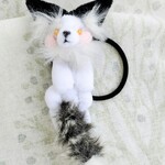 小さい寝転がりキツネのヘアゴム２色セット