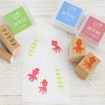 【期間限定】インク付き金魚のはんこ (上から ) 水草と泡のはんこセット