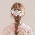 桜ピンク　水引アレンジ　髪飾り　ヘアアクセサリー　Ｕピン　和装　成人式　卒業式