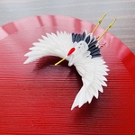 つまみ細工　鶴ー羽ばたきー（受注製作）